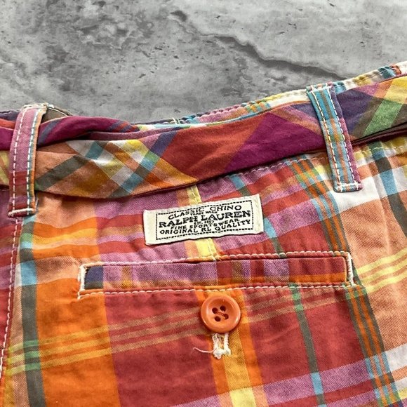 Polo Ralph Lauren‎ Girls Size 7 Plaid Pink and Orange Shorts - Picture 2 of 6